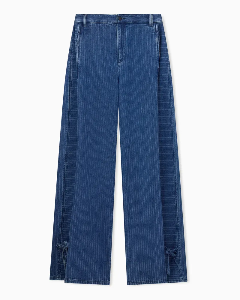 Emporio Armani 5-Pocket-Jeans aus Nadelstreifen-Denim mit Schleifendetail Blau