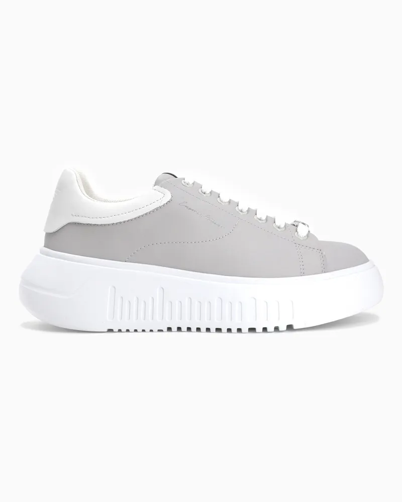 Emporio Armani Sneaker Icon aus Glattleder mit einer profilierten Sohle Weiß
