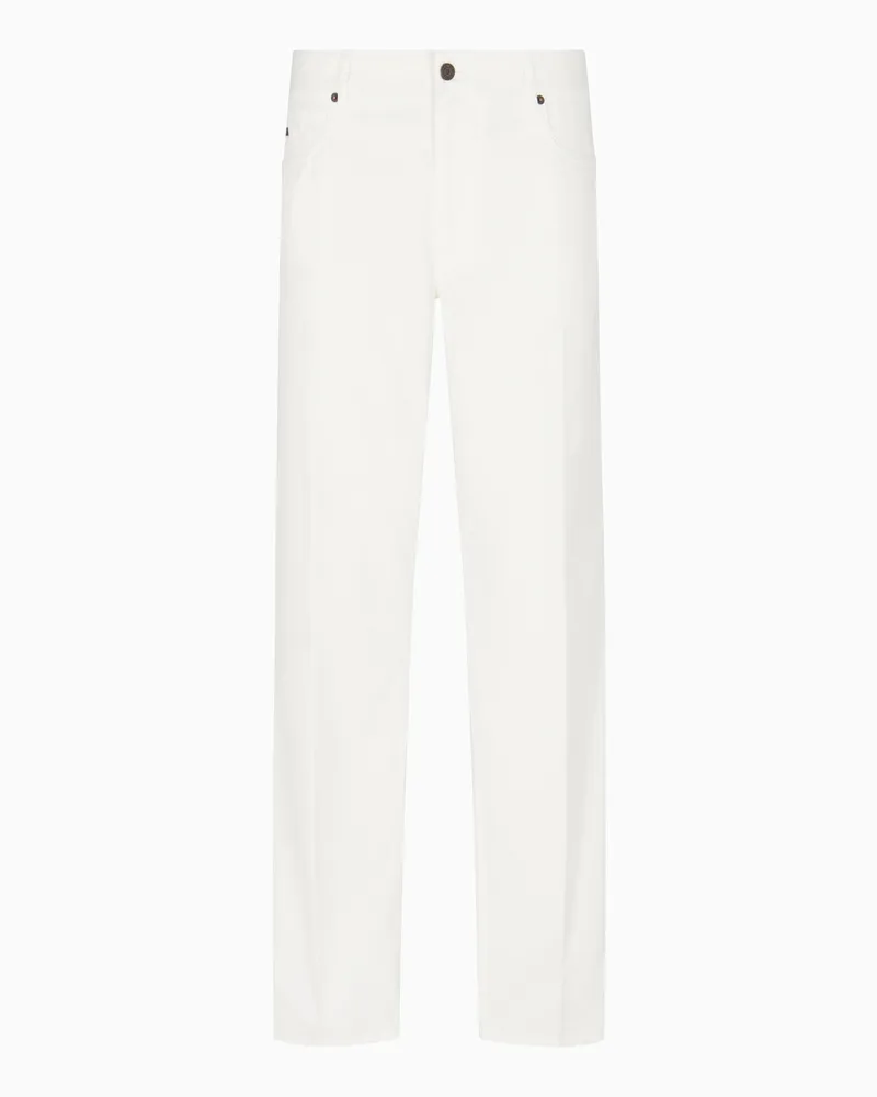 Emporio Armani Straight Fit Five-Pocket-Hose J76 aus gewaschenem Twill Weiß