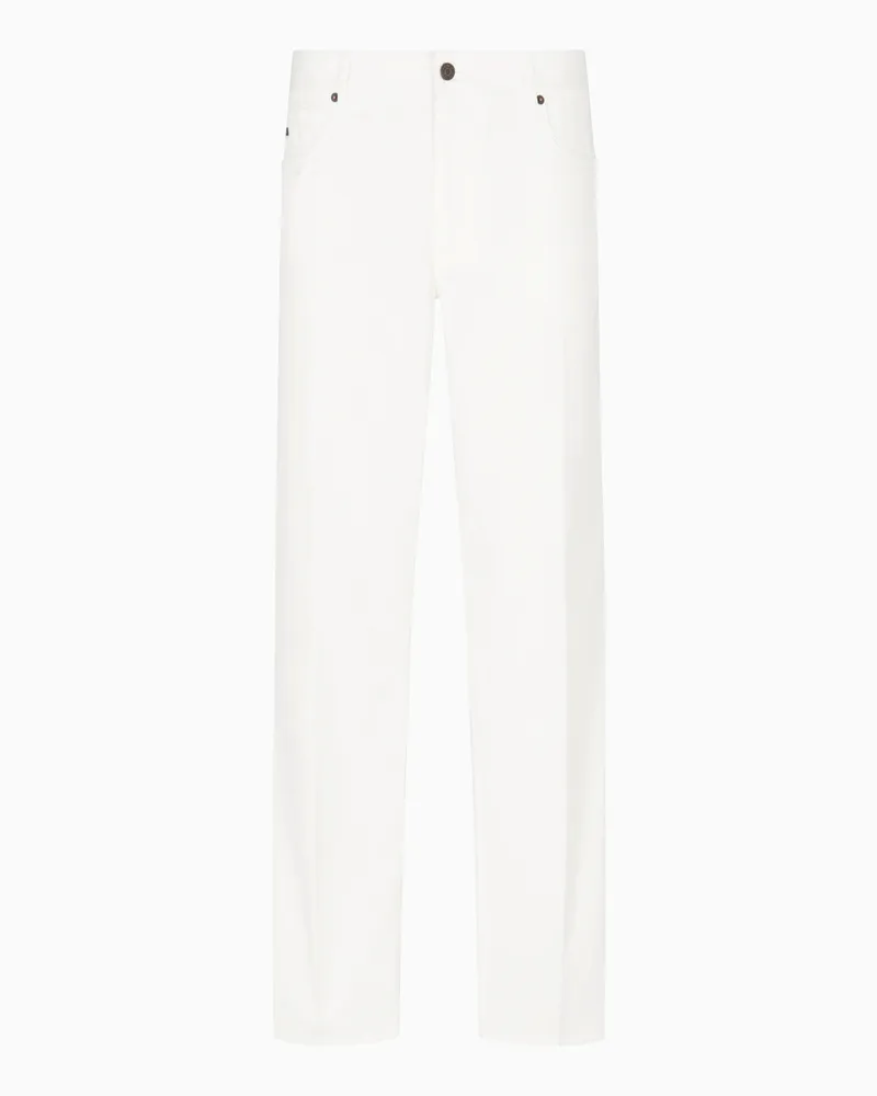 Emporio Armani Straight Fit Five-Pocket-Hose J76 aus gewaschenem Twill Weiß