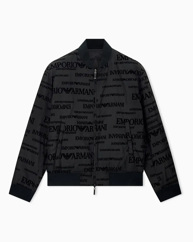 Emporio Armani Daunenjacke Regularer Schnitt aus beflocktem Nylon Schwarz