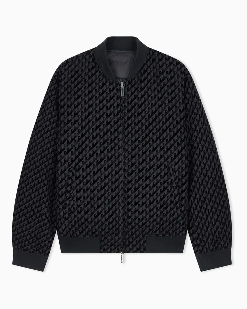 Emporio Armani Daunenjacke Regularer Schnitt aus beflocktem Nylon Schwarz