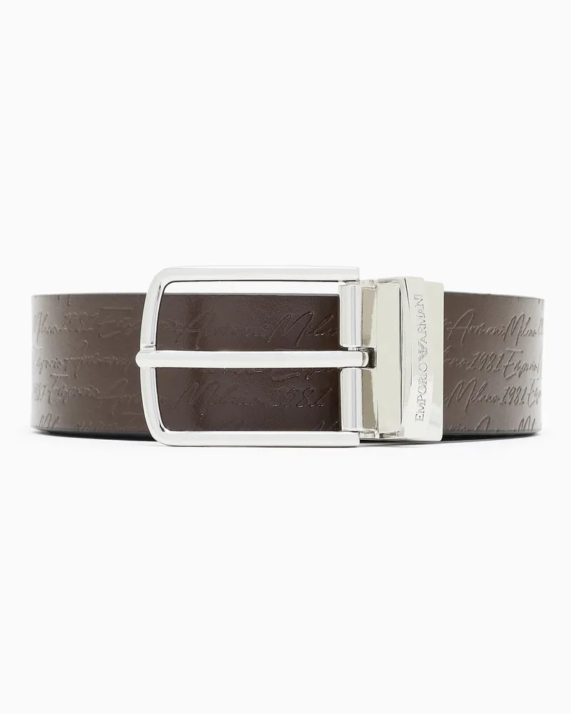 Emporio Armani Wendegürtel aus Leder mit Logo-Schriftzug Braun