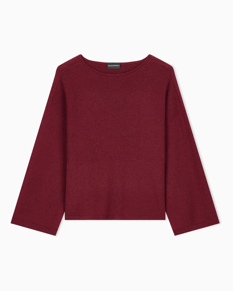 Emporio Armani Regular Fit Strukturpullover aus Schurwolle und Kaschmir Rot