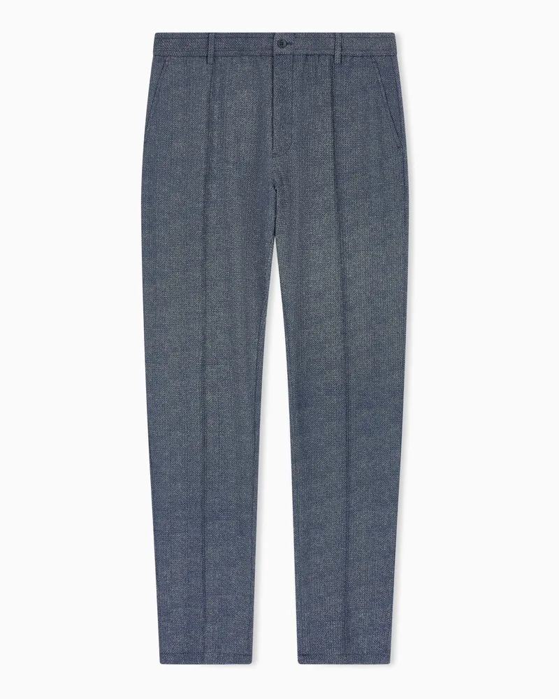 Emporio Armani Hose aus bedrucktem Seersucker Grau