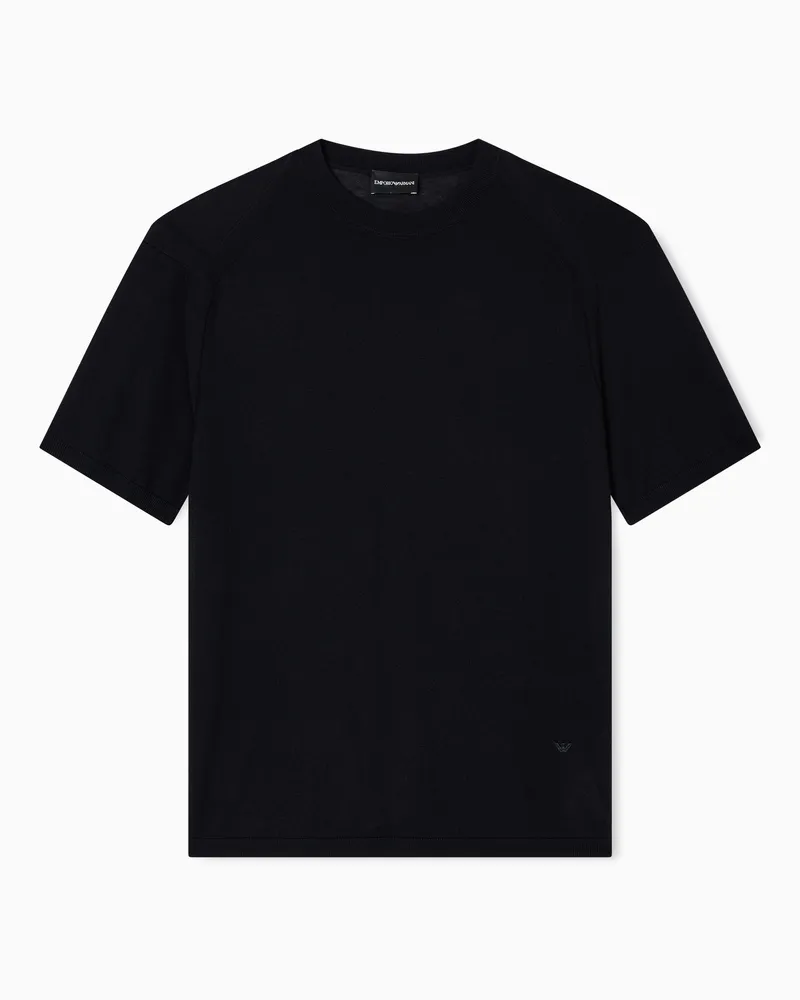 Emporio Armani ASV Pullover aus einer Woll–Lyocell-Mischung in Glattstrick Schwarz