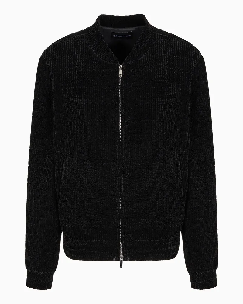 Emporio Armani Icon Stepp-Blouson aus elastischem Samt Schwarz