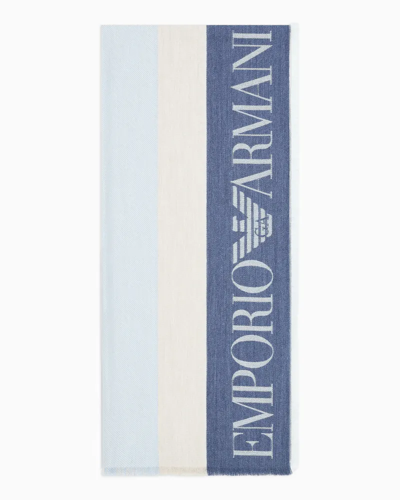 Emporio Armani Stola mit mehrfarbigen vertikalen Bändern Hellblau