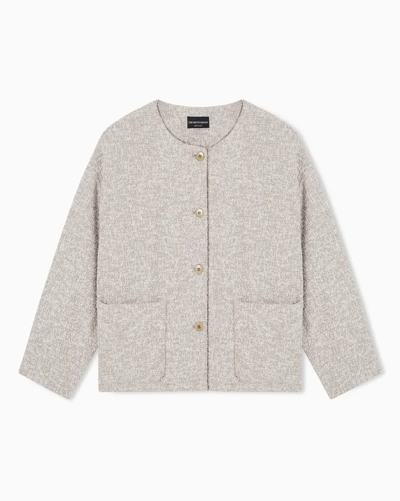 Emporio Armani Bouclé jacquard jersey jacket Beige