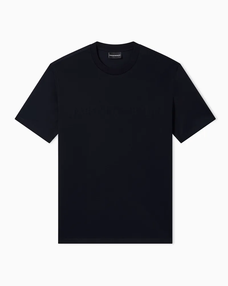 Emporio Armani T-Shirt aus Jersey mit farblich abgestimmter Logo-Intarsie Marineblau