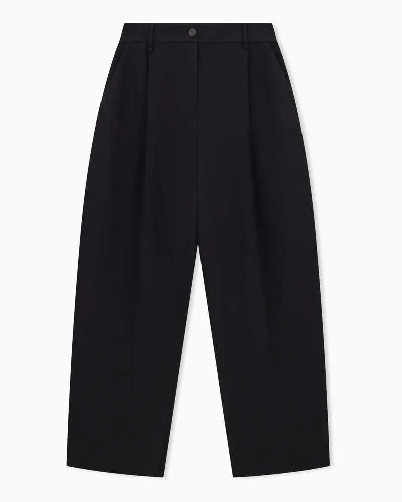 Emporio Armani Ungefütterte Hose aus elastischer Schurwolle Schwarz