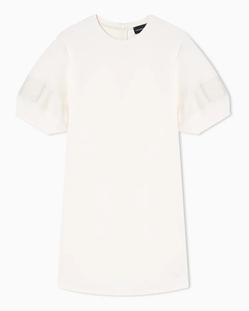 Emporio Armani Kleid aus doppellagigem Stretchjersey mit Rayon-Einsatz Weiß