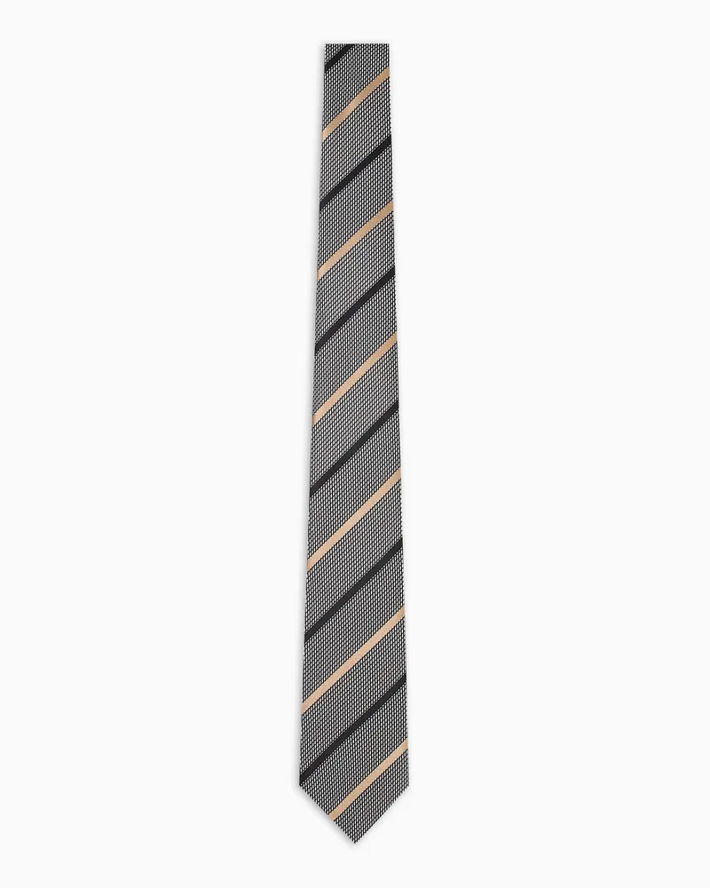 Emporio Armani Krawatte aus reiner Seide mit Jacquardmuster Grau