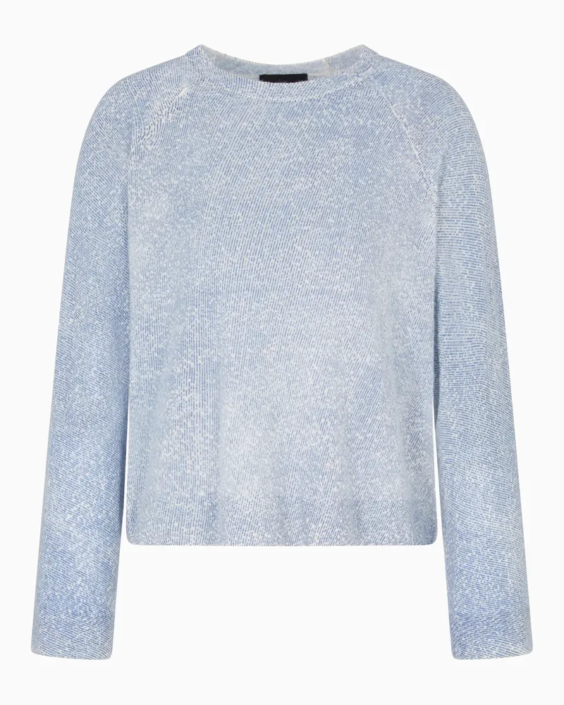 Emporio Armani Pullover mit Allover-Print, gefertigt aus reinem Kaschmir Blau