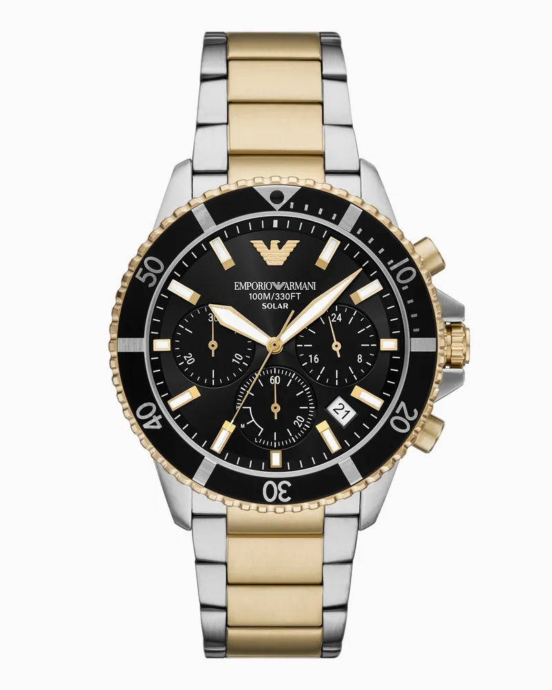 Emporio Armani Solarbetriebener World Explorer Chronograph aus zweifarbigem Edelstahl Mehrfarbig