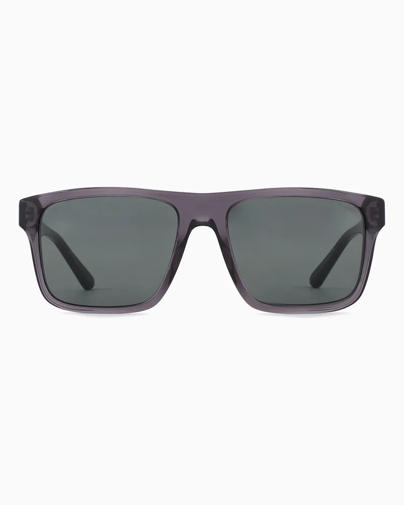 Emporio Armani Eckige Sonnenbrille in Asian Fit für Herren Blau