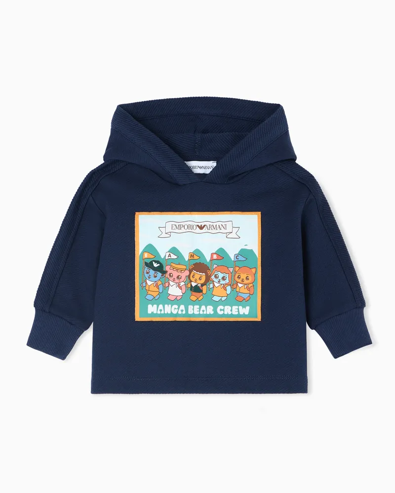 Emporio Armani ASV Sweatshirt Manga Bear Crew mit Kapuze, gefertigt aus Bio-Interlock-Jersey Blau