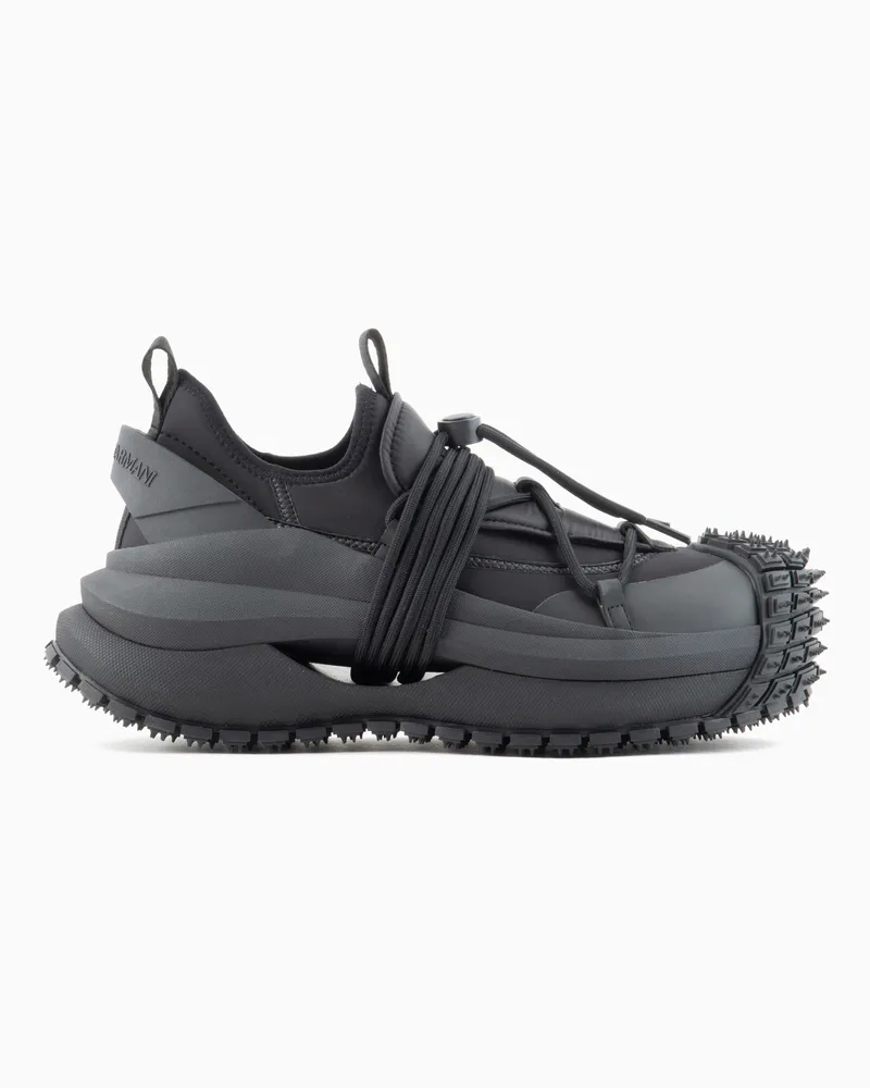 Emporio Armani Sneaker aus Nylon mit Scuba-Details und Tunnelzug Schwarz