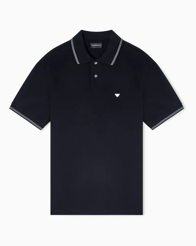 Emporio Armani Poloshirt Slim Fit aus Pikee mit Stretchanteil und Mikro-Adler Schwarz