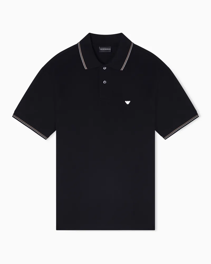 Emporio Armani Cotton jersey polo shirt Schwarz