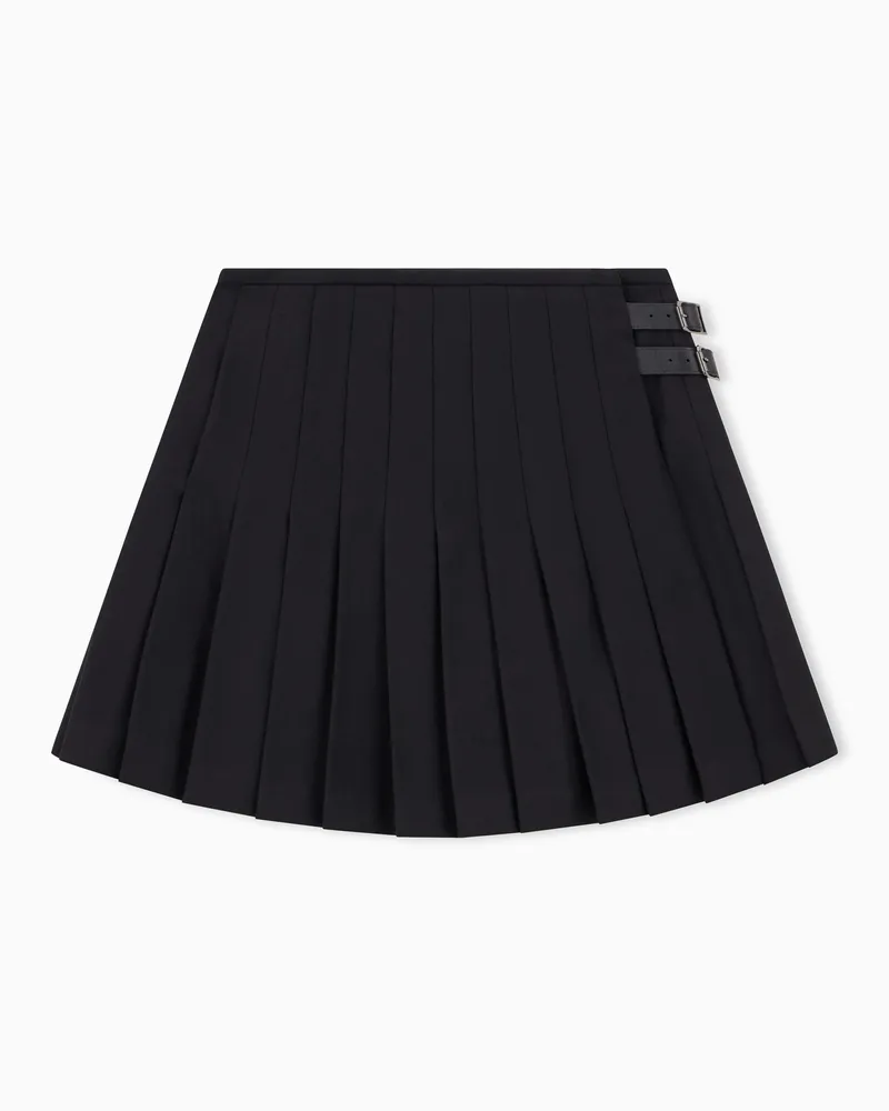Emporio Armani Rock aus Wollmischung mit Lederriemen und Druckknöpfen Schwarz