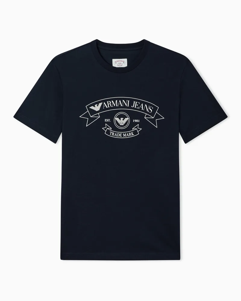 Emporio Armani T-Shirt aus Jersey mit Armani Jeans Print Marineblau