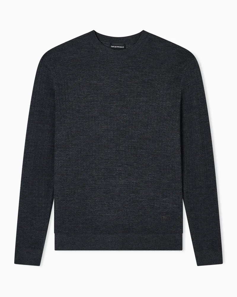 Emporio Armani Pullover aus Schurwolle mit Jacquard-Muster in Relief-Optik Grau