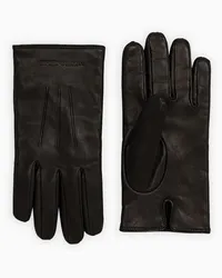 Emporio Armani Handschuhe aus Lammnappaleder mit Schmuckstäbchen Schwarz