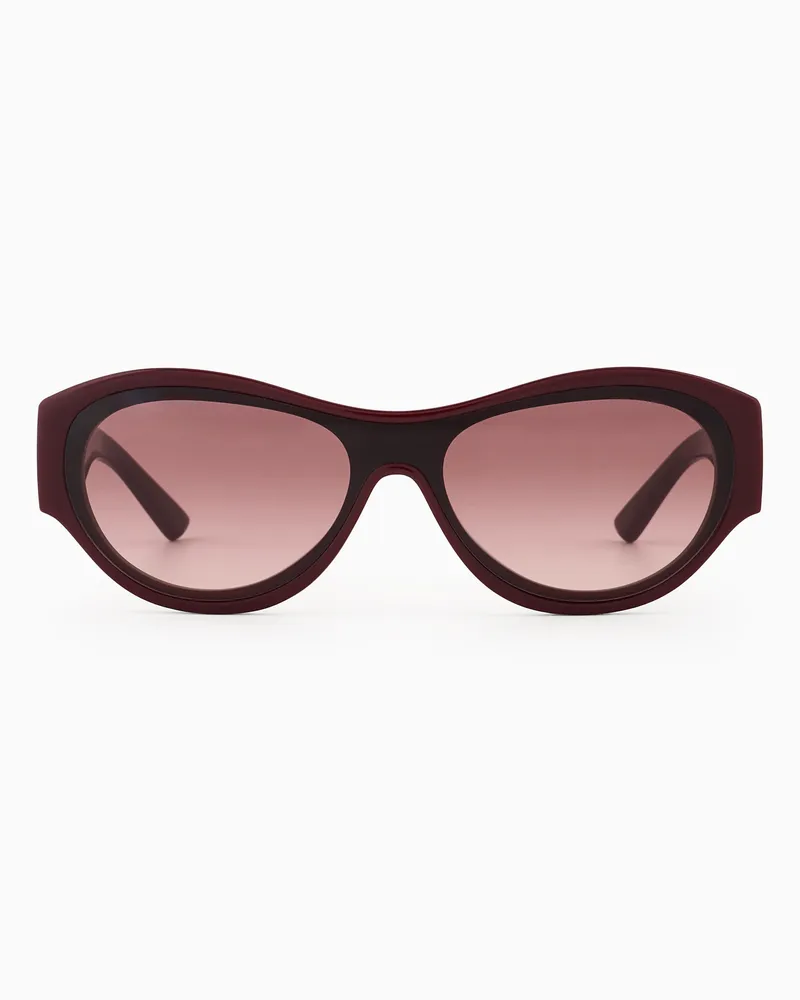 Emporio Armani Sonnenbrille mit unregelmäßig geformter Fassung für Damen Burgunderrot