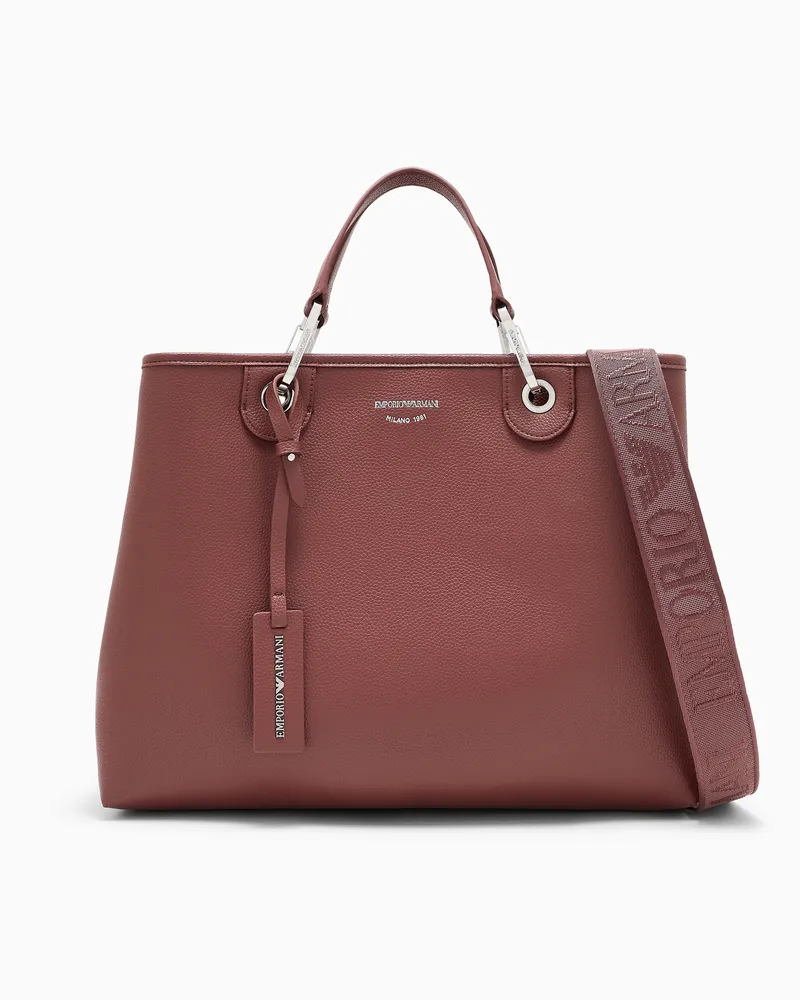 Emporio Armani Shopping Bag mit einer genarbten Optik und zwei Tragegriffen Burgunderrot