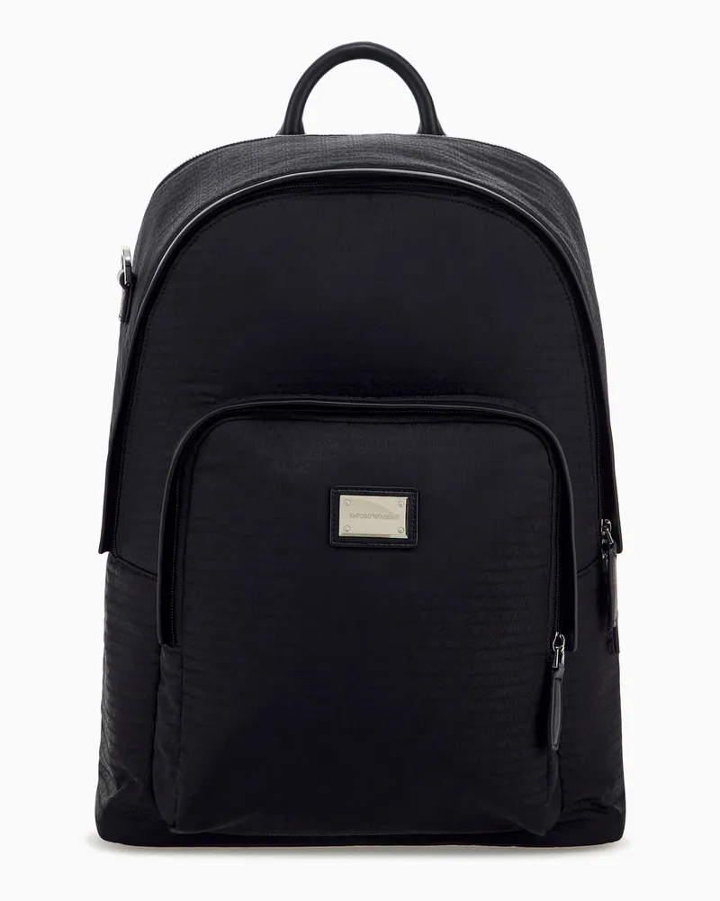 Emporio Armani Rucksack aus Polyamid mit Fronttasche und Reißverschluss Schwarz