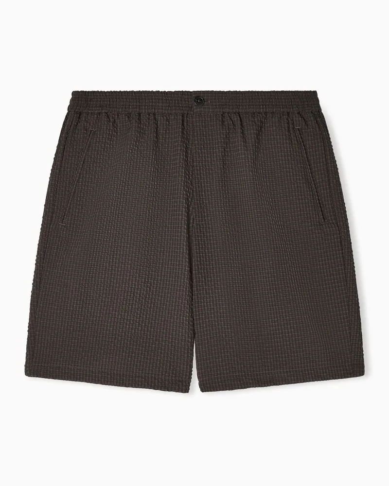 Emporio Armani Icon Bermudashorts aus technischem Seersucker Beige