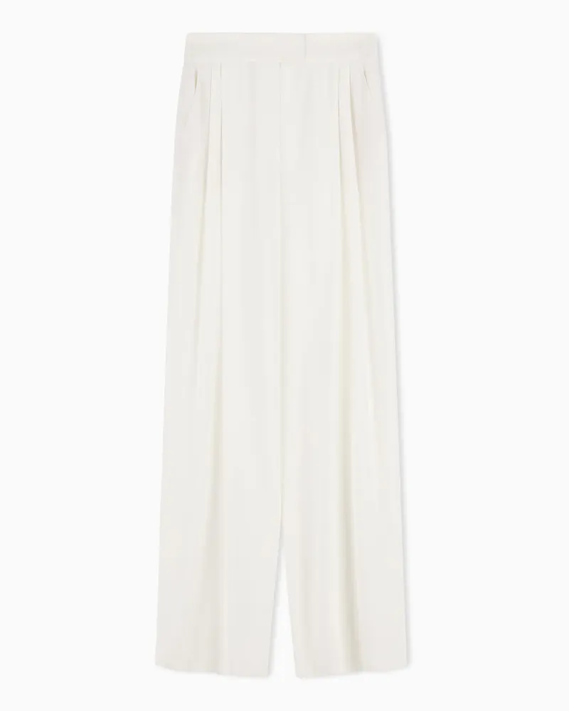 Emporio Armani Palazzohose mit Bundfalten aus Envers-Satin Weiß
