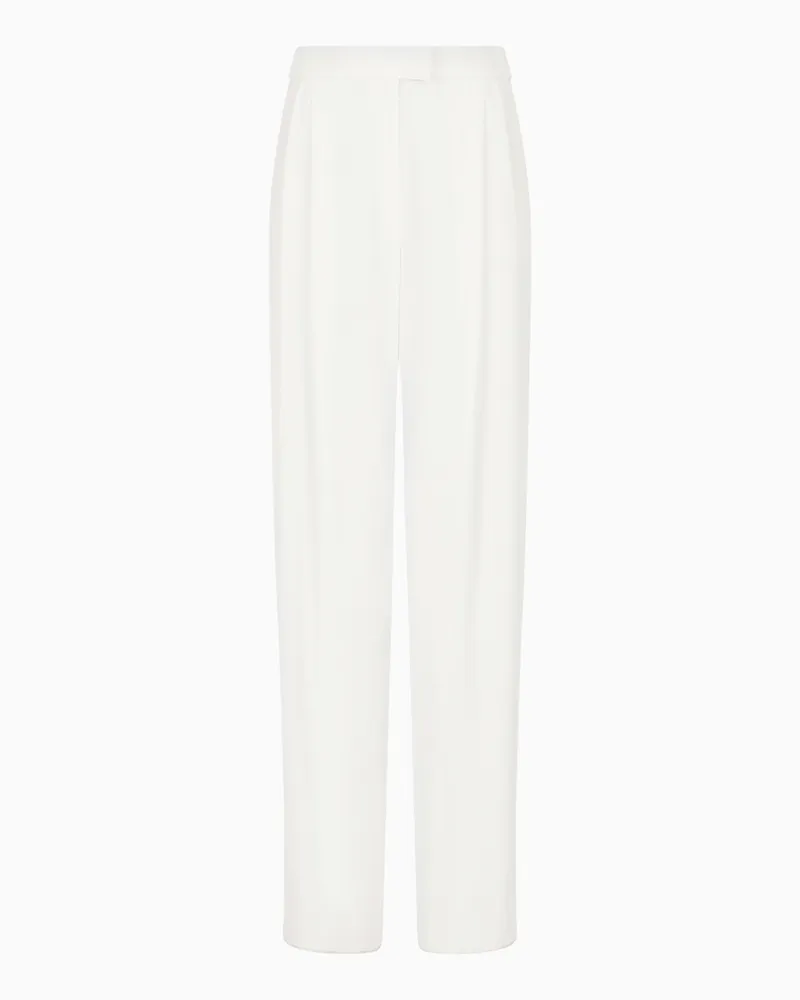 Emporio Armani Palazzohose mit Bundfalten aus Envers-Satin Weiß