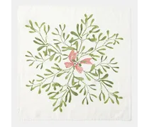 Set Of Four Mistletoe-print Linen Napkins