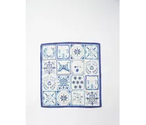 Set Of Six Azulejos Tile-print Linen Napkins