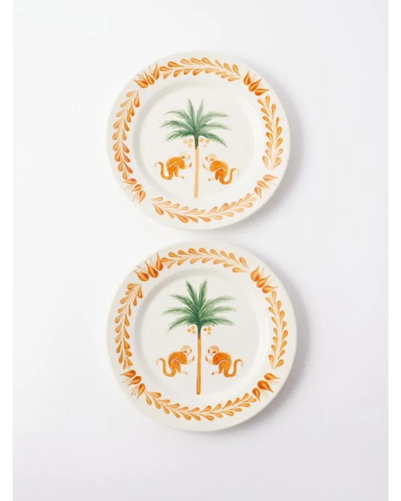 Set Of Two Saimiri Ceramic Dessert Plates