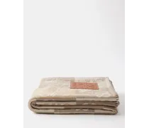 Checkerboard Anagram-jacquard Wool-blend Blanket
