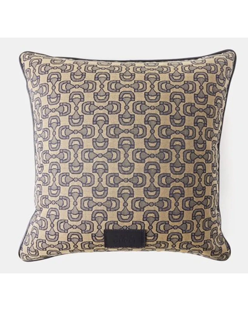Gucci Horsebit-jacquard Cotton-blend And Leather Cushion 