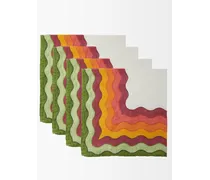 Set Of Four Rainbow Striped Linen Napkins