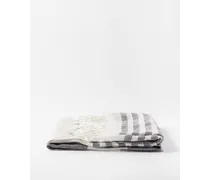 Fringed Striped Linen Blanket