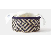 Olvido Beaded And Linen-lined Palm Basket