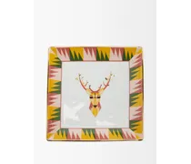 Deer-print Gilded Porcelain Tray