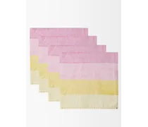 Set Of Four Shades Degrade-print Linen Napkins