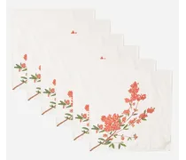 Set Of Six Les Airelles Floral-print Linen Napkins