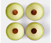 Set Of Four Avocado Small Earthenware Bowls