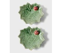 Set Of Two Ragwort Leaf And Ladybug Plates