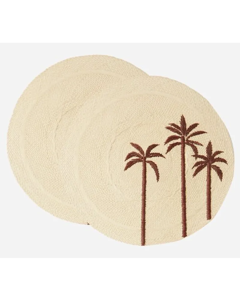 Set Of Two Datileras Palm-embroidered Placemats