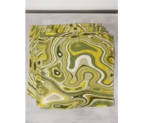 Set Of Four Wave-print Linen-sateen Napkins