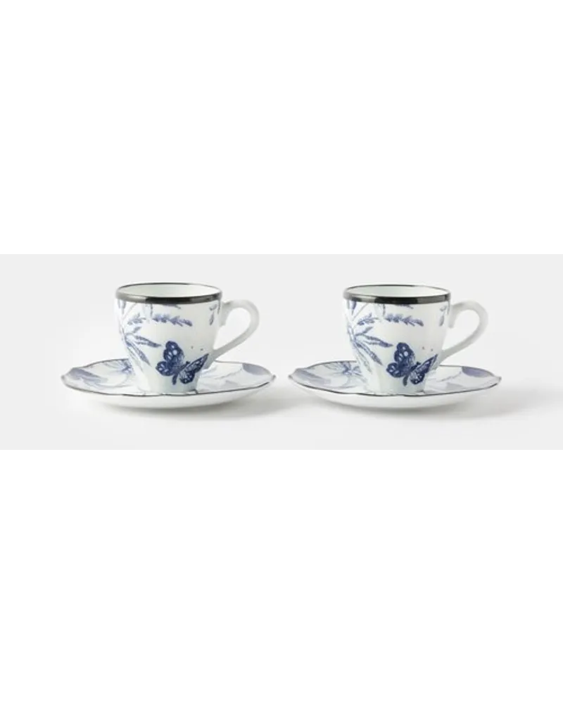 Gucci Set Of Two Herbarium Porcelain Cups And Saucers 